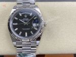 AR Factory Rolex Daydate 40*12.2mm 3255 Movement Black Face Baguette SS Band Watch